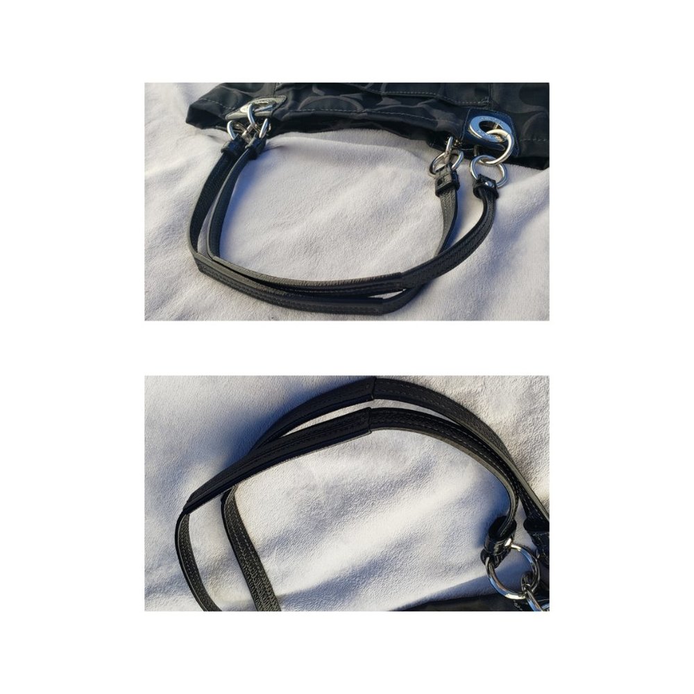 Coach Black Monogram Alex Sateen Tote Two-Strap Brilliant Nickle Hardware - Picture 7 of 14